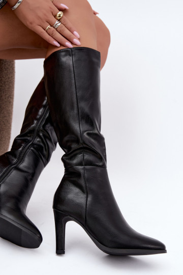 Botas altas de mujer calentitas con tacón en negro Rosmella 2