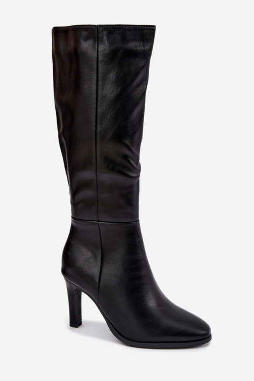 Botas altas de mujer calentitas con tacón en negro Rosmella
