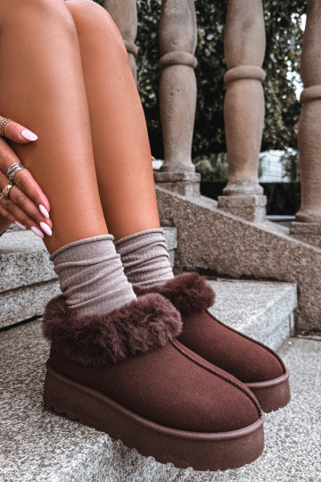 Botas de nieve con plataforma y piel Big Star UU274203 en chocolate 2