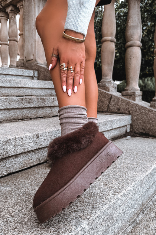 Botas de nieve con plataforma y piel Big Star UU274203 en chocolate