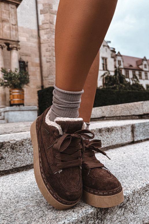Botas de nieve con plataforma y cordones Big Star UU274188 en chocolate