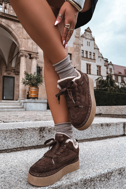 Botas de nieve con plataforma y cordones Big Star UU274188 en chocolate