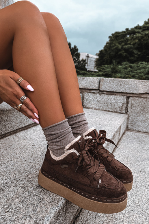 Botas de nieve con plataforma y cordones Big Star UU274188 en chocolate