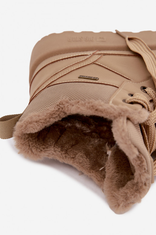 Botas de nieve para mujer con cordones y pelo color arena Big Star