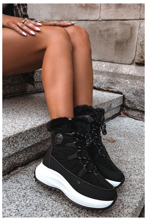 Botas de nieve para mujer con plataforma y pelo negro Big Star