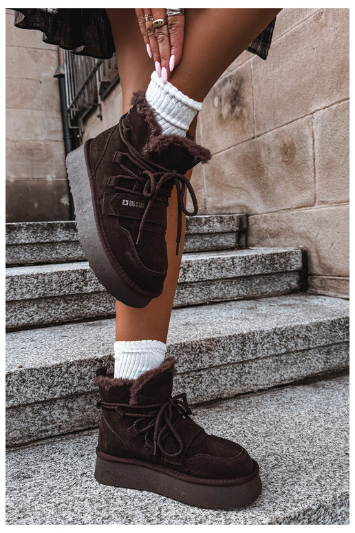 Botas de nieve de ante para mujer color chocolate Big Star