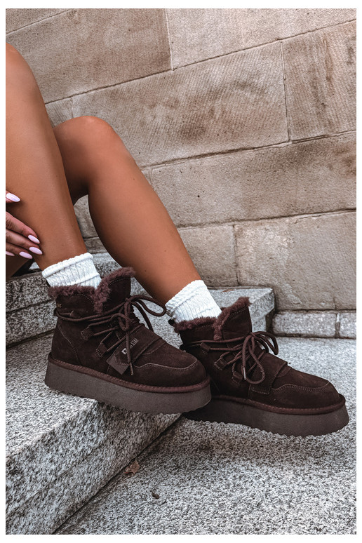 Botas de nieve de ante para mujer color chocolate Big Star