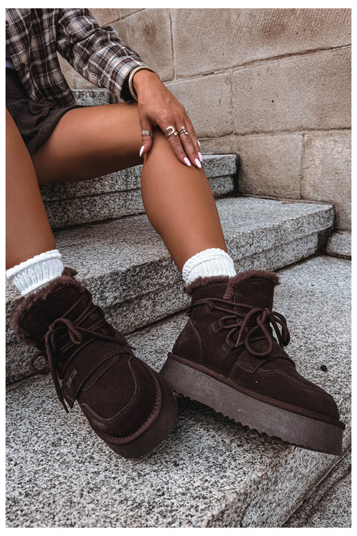 Botas de nieve de ante para mujer color chocolate Big Star