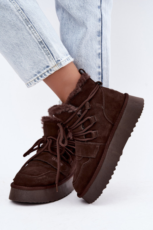 Botas de nieve de ante para mujer color chocolate Big Star