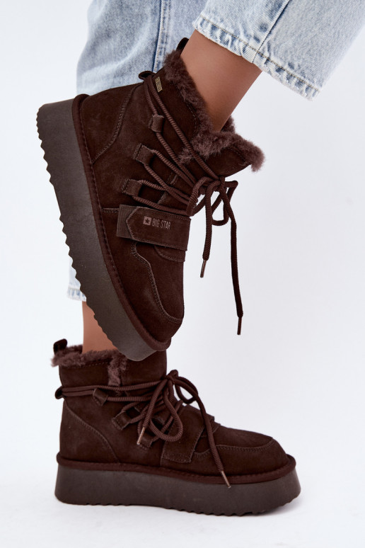 Botas de nieve de ante para mujer color chocolate Big Star