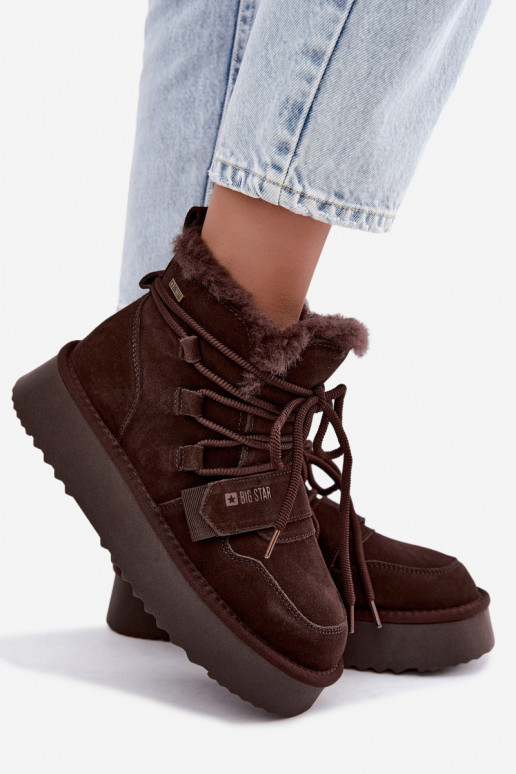 Botas de nieve de ante para mujer color chocolate Big Star