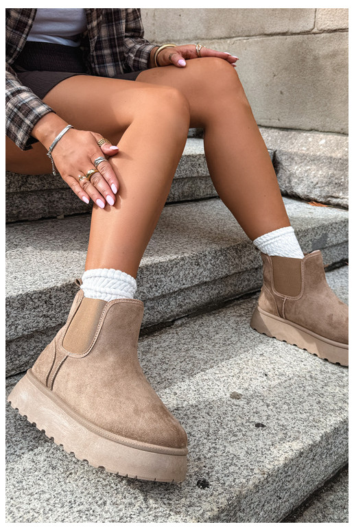 botas de nieve para mujeres con plataforma Big Star UU274173 color arena