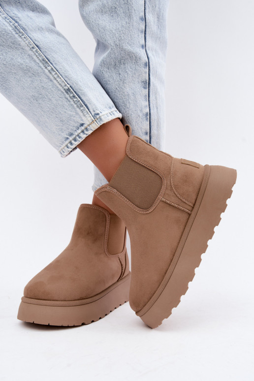 botas de nieve para mujeres con plataforma Big Star UU274173 color arena