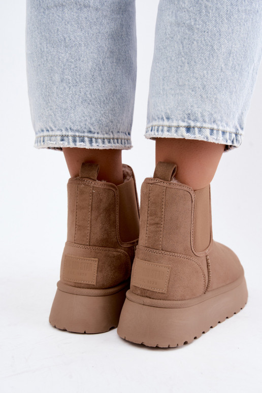 botas de nieve para mujeres con plataforma Big Star UU274173 color arena