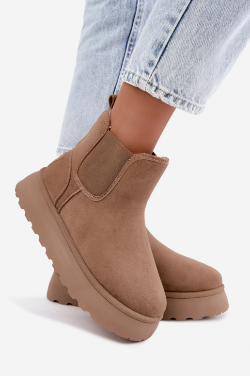 botas de nieve para mujeres con plataforma Big Star UU274173 color arena