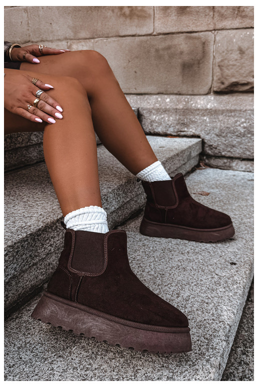 botas de nieve para mujeres con plataforma Big Star UU274174 color chocolate
