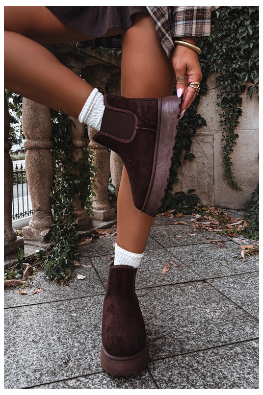 botas de nieve para mujeres con plataforma Big Star UU274174 color chocolate