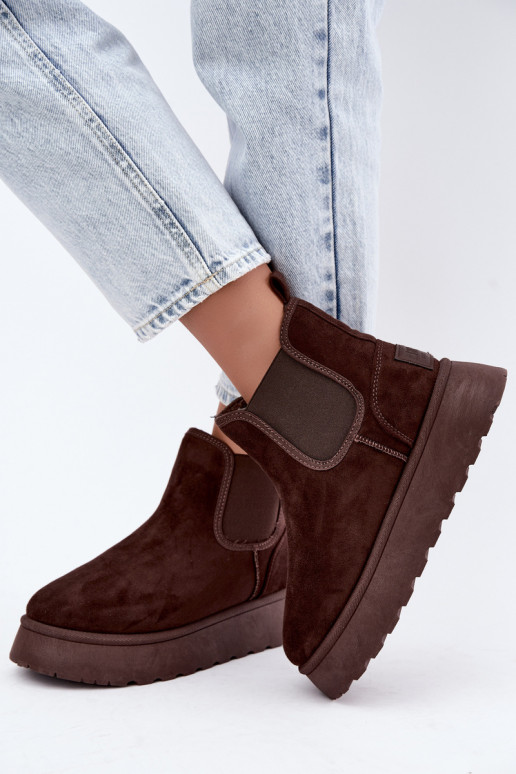 botas de nieve para mujeres con plataforma Big Star UU274174 color chocolate