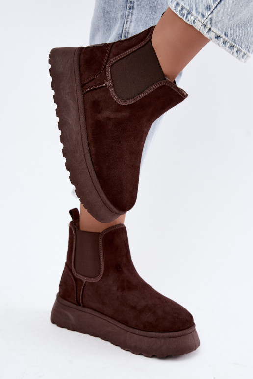 botas de nieve para mujeres con plataforma Big Star UU274174 color chocolate