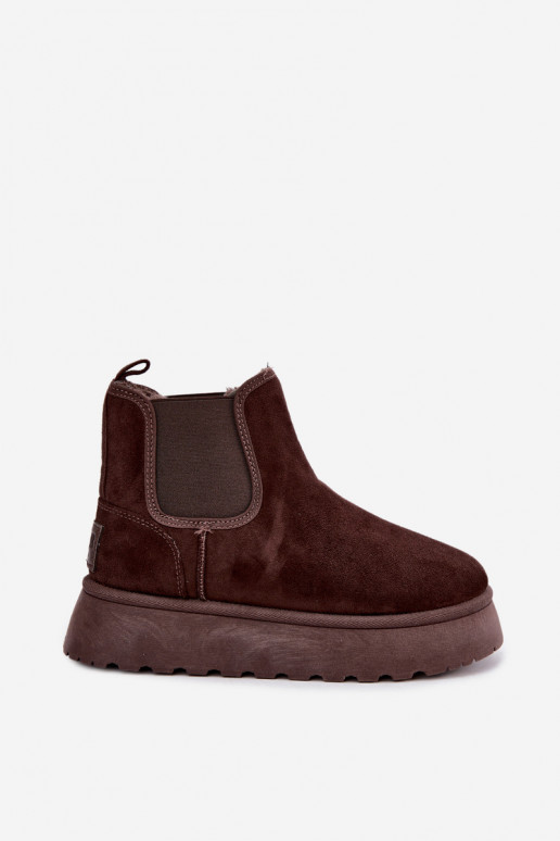 botas de nieve para mujeres con plataforma Big Star UU274174 color chocolate