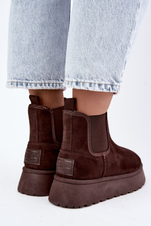 botas de nieve para mujeres con plataforma Big Star UU274174 color chocolate