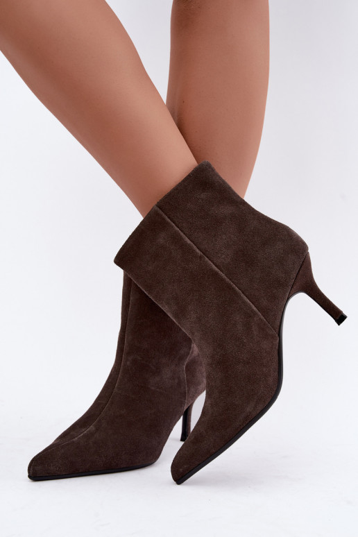 Botas de ante con tacones finos y aislamiento, tipo slip-on Big Star UU274492 marrones