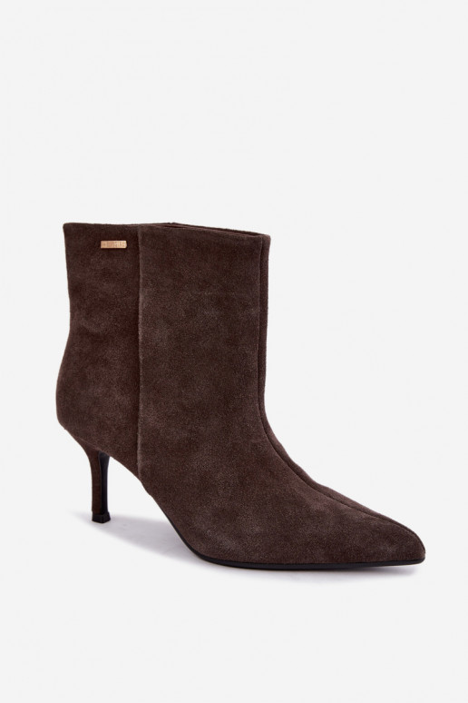 Botas de ante con tacones finos y aislamiento, tipo slip-on Big Star UU274492 marrones