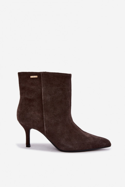 Botas de ante con tacones finos y aislamiento, tipo slip-on Big Star UU274492 marrones