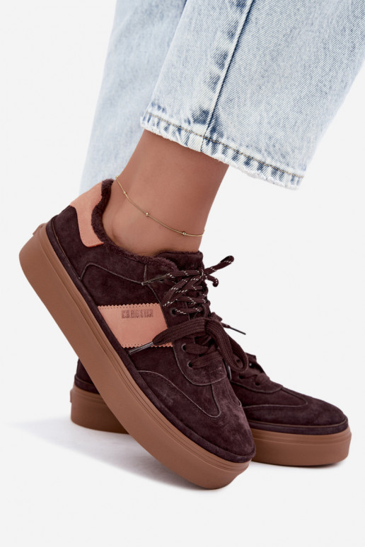 botas de estilo sneaker de ante sintético para mujeres aisladas Big Star UU274770 color chocolate