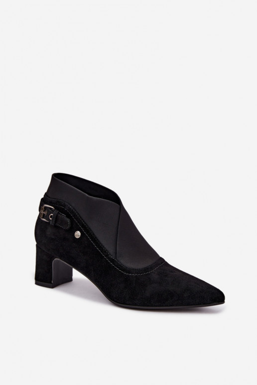 Botines de ante cálidos con tacón Tai turiciejka K7691-01 color negro