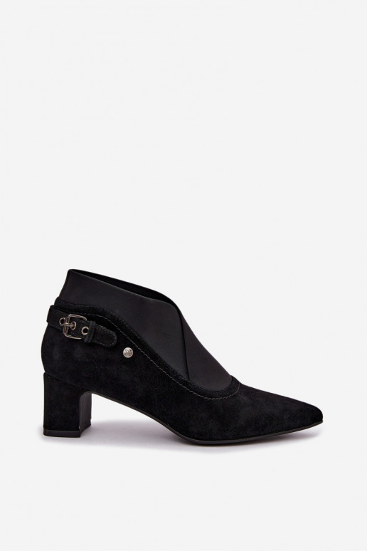 Botines de ante cálidos con tacón Tai turiciejka K7691-01 color negro