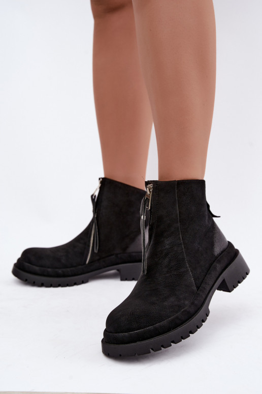 Zapatos de ante aislantes para mujeres Tai turiciejka K7732-01 color negro