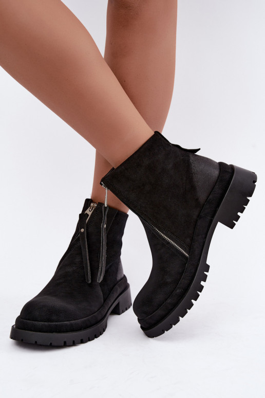 Zapatos de ante aislantes para mujeres Tai turiciejka K7732-01 color negro