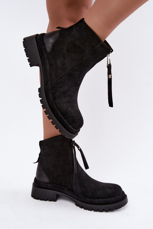 Zapatos de ante aislantes para mujeres Tai turiciejka K7732-01 color negro