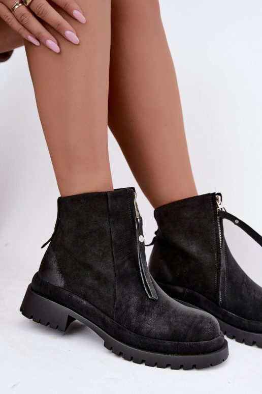 Zapatos de ante aislantes para mujeres Tai turiciejka K7732-01 color negro