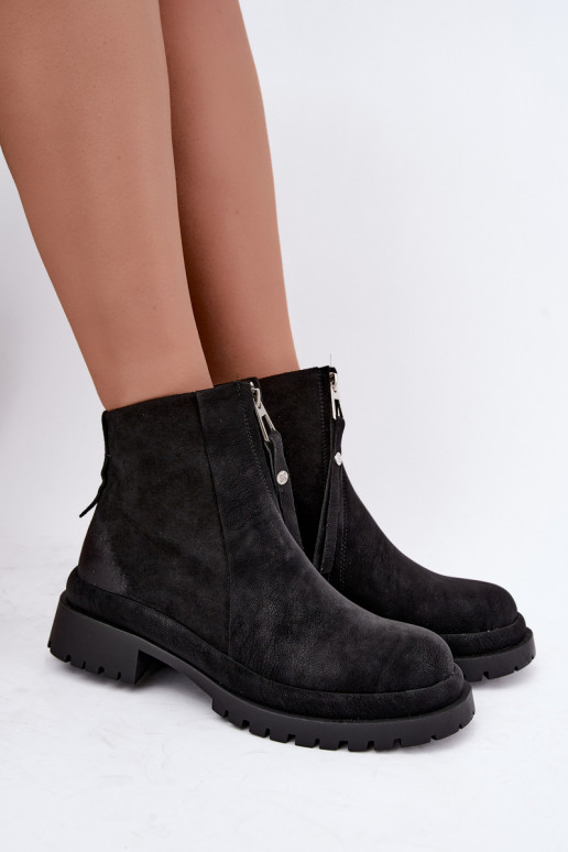 Zapatos de ante aislantes para mujeres Tai turiciejka K7732-01 color negro
