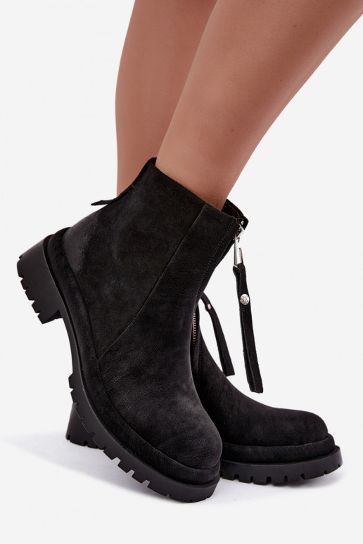 Zapatos de ante aislantes para mujeres Tai turiciejka K7732-01 color negro