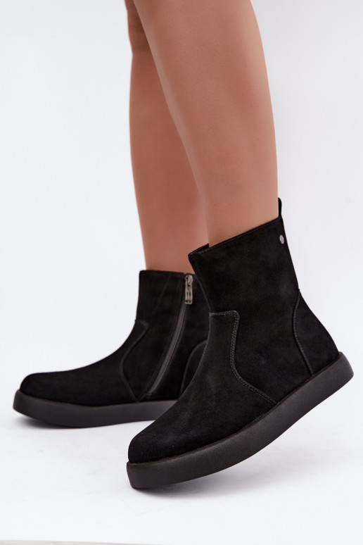 Zapatos de ante aislantes para mujeres Tai turiciejka K7800-01 color negro