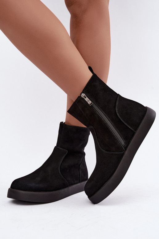 Zapatos de ante aislantes para mujeres Tai turiciejka K7800-01 color negro