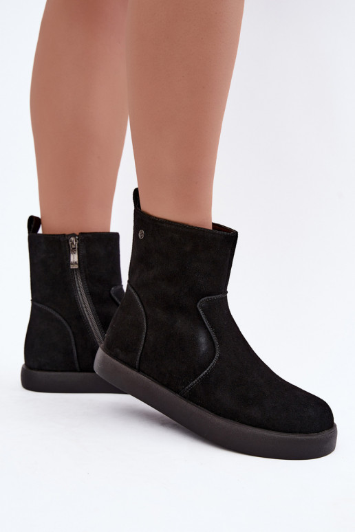 Zapatos de ante aislantes para mujeres Tai turiciejka K7800-01 color negro