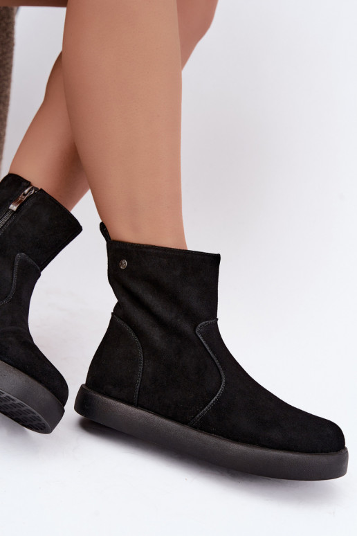 Zapatos de ante aislantes para mujeres Tai turiciejka K7800-01 color negro