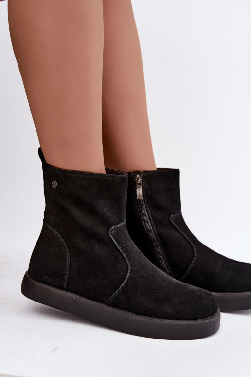 Zapatos de ante aislantes para mujeres Tai turiciejka K7800-01 color negro