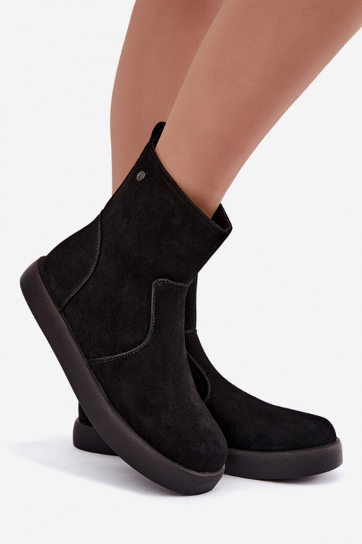 Zapatos de ante aislantes para mujeres Tai turiciejka K7800-01 color negro