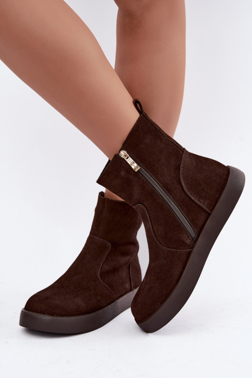 Zapatos de ante aislantes para mujeres Tai turiciejka K7800-02 color chocolate