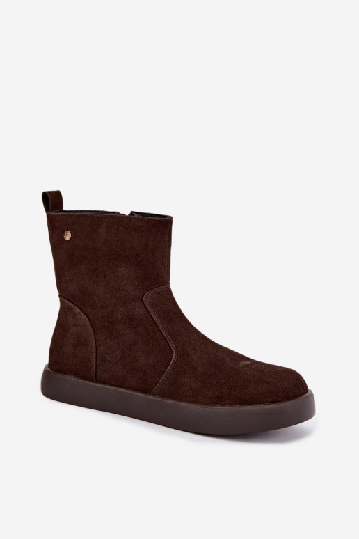 Zapatos de ante aislantes para mujeres Tai turiciejka K7800-02 color chocolate