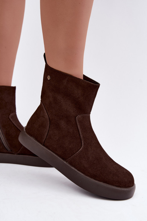 Zapatos de ante aislantes para mujeres Tai turiciejka K7800-02 color chocolate