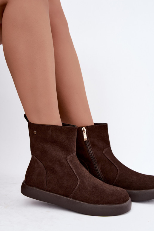 Zapatos de ante aislantes para mujeres Tai turiciejka K7800-02 color chocolate