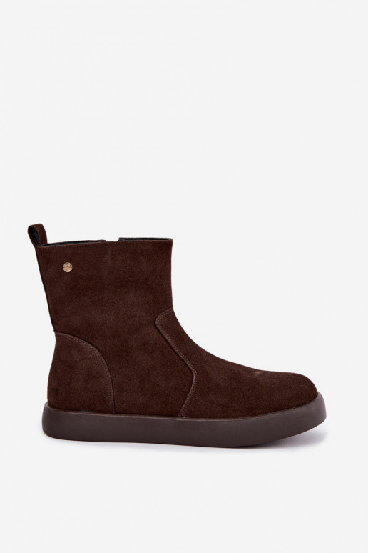 Zapatos de ante aislantes para mujeres Tai turiciejka K7800-02 color chocolate
