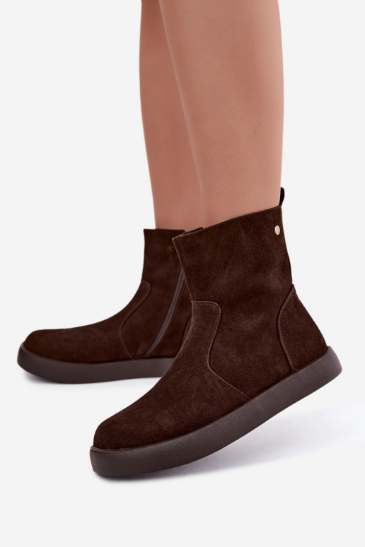 Zapatos de ante aislantes para mujeres Tai turiciejka K7800-02 color chocolate