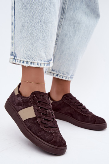 Zapatillas de ante para mujeres Big Star UU274438 color chocolate 2